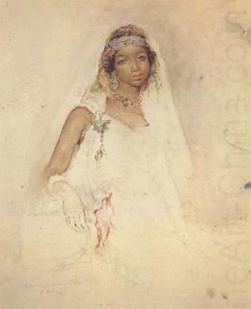 Mariano Fortuny y Marsal Portrait d'une jeune fille marocaine,crayon et aquarelle (mk32) oil painting picture